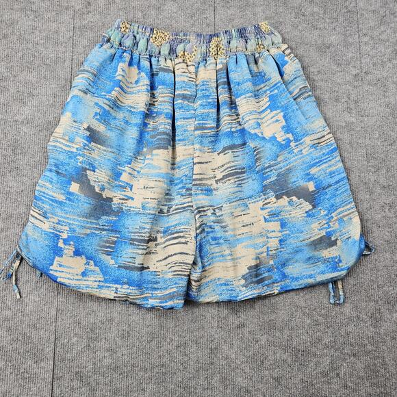 Kantha Bae Shorts Womens One Size Blue Butterfly Pull On Boho Hippie Lagenlook - Picture 4 of 7